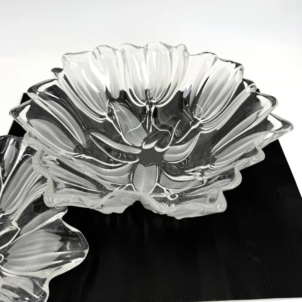 Mikasa Tulip Crystal Serving Bowl & Platter Set Clear Frosted Glass‎ Excellent